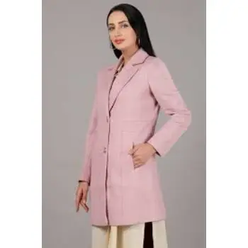 Textured Lapel Collar Polyester Womens Coat